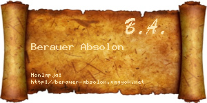 Berauer Absolon névjegykártya